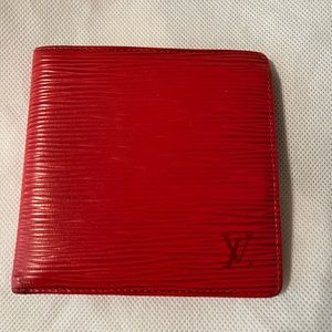 Louis Vuitton Red Epi leather wallet